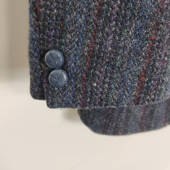 Harris Tweed Men's 100% Wool Blazer Size 40 Striped Business Casual Quiet Luxury - Picture 2 of 8